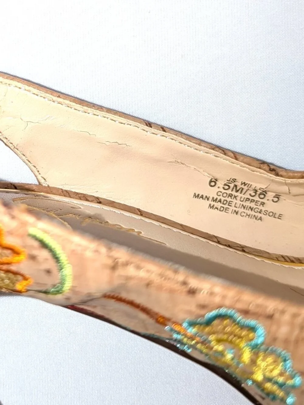 Jessica Simpson | Willey Slingback Embroidered Cork Heels Pumps | Size 6.5
